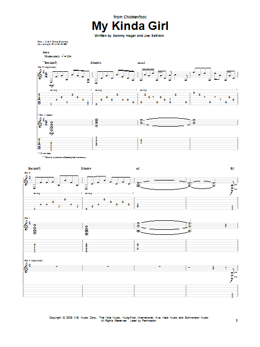 Chickenfoot My Kinda Girl Sheet Music