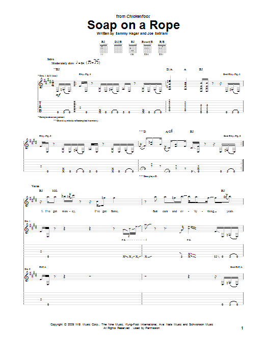 Chickenfoot Soap On A Rope Sheet Music