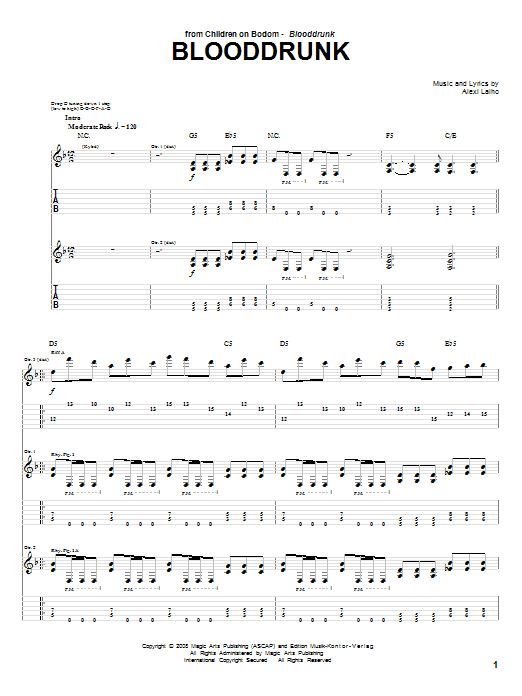 Children Of Bodom Blooddrunk Sheet Music