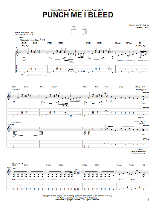 Children Of Bodom Punch Me I Bleed Sheet Music