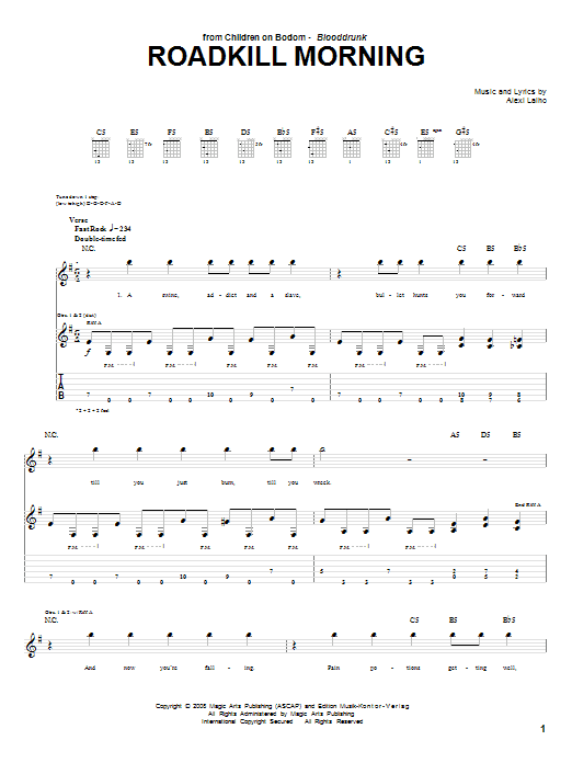 Children Of Bodom Roadkill Morning Sheet Music
