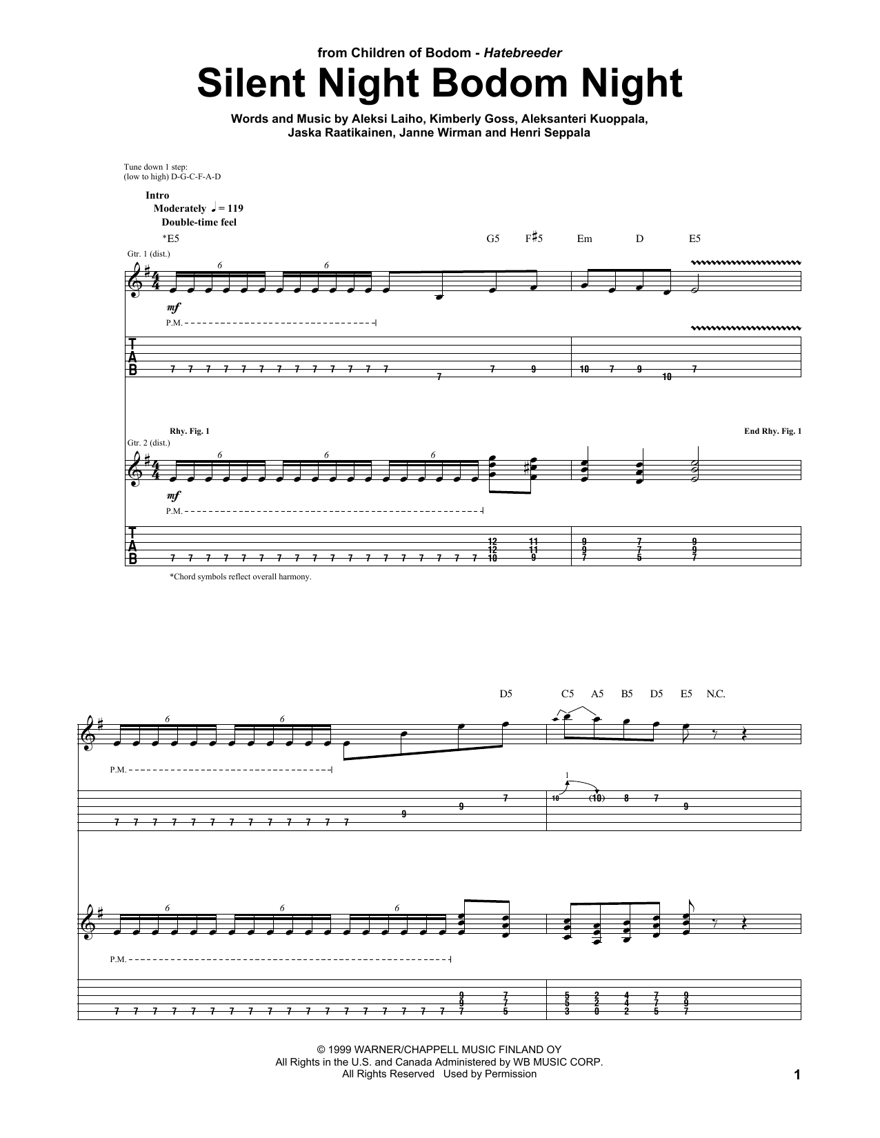 Children Of Bodom Silent Night Bodom Night Sheet Music