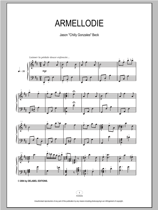 Chilly Gonzales Armellodie Sheet Music