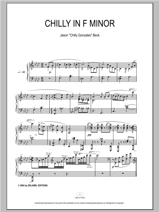Chilly Gonzales Chilly In F Minor Sheet Music