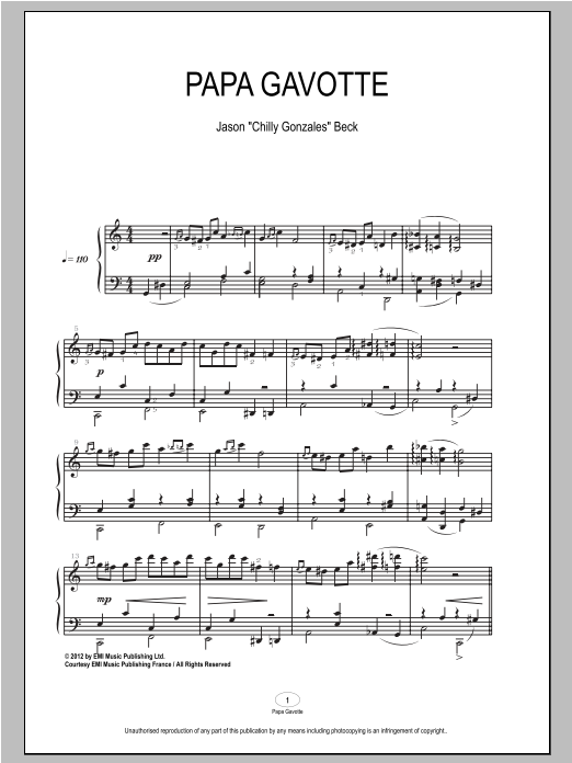 Chilly Gonzales Papa Gavotte Sheet Music