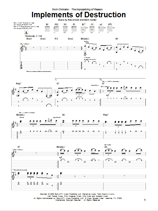 Chimaira Implements Of Destruction Sheet Music