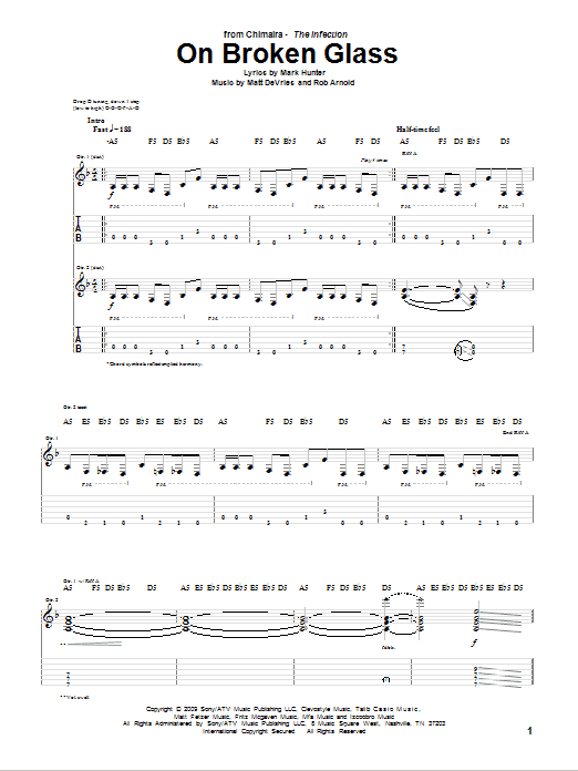 Chimaira On Broken Glass Sheet Music