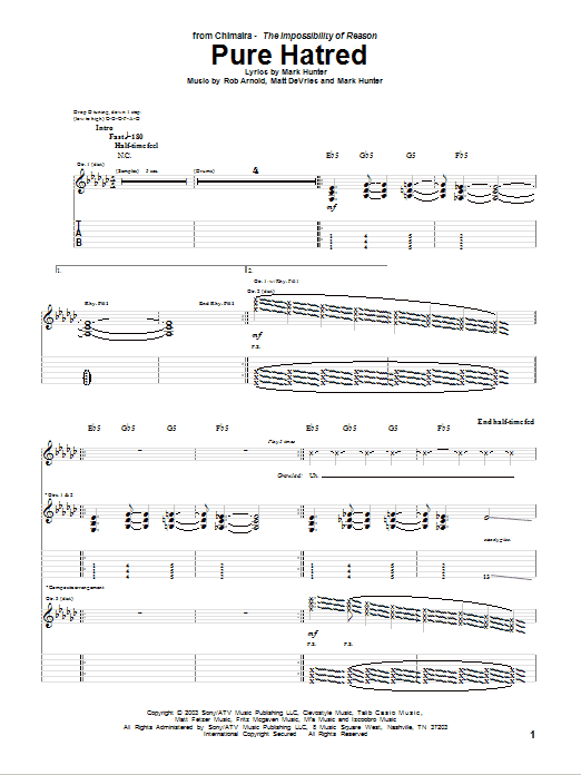 Chimaira Pure Hatred Sheet Music