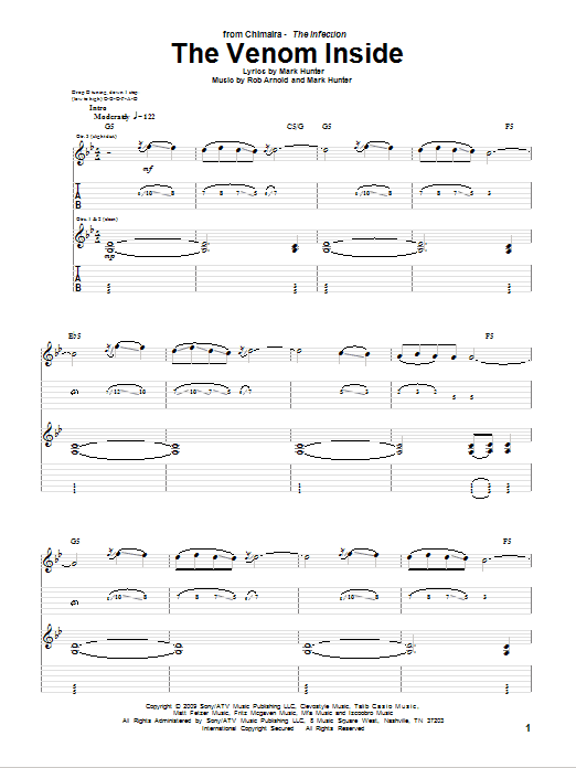 Chimaira The Venom Inside Sheet Music