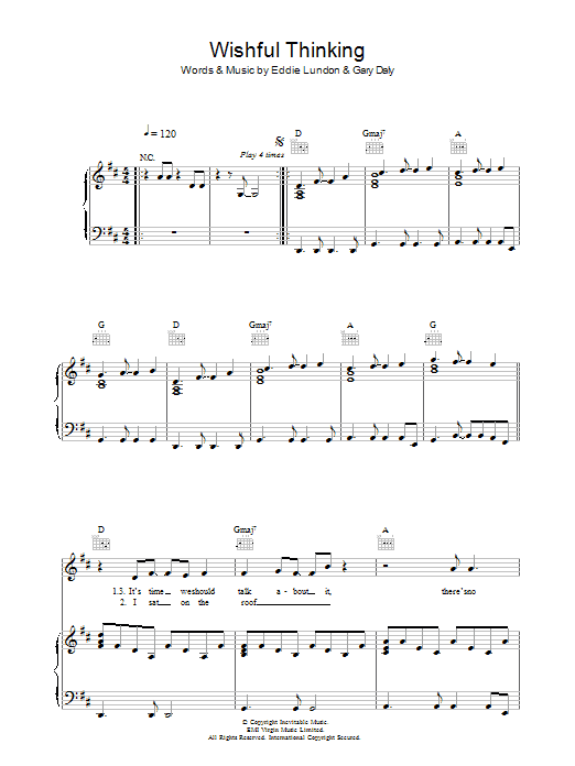 China Crisis Wishful Thinking Sheet Music
