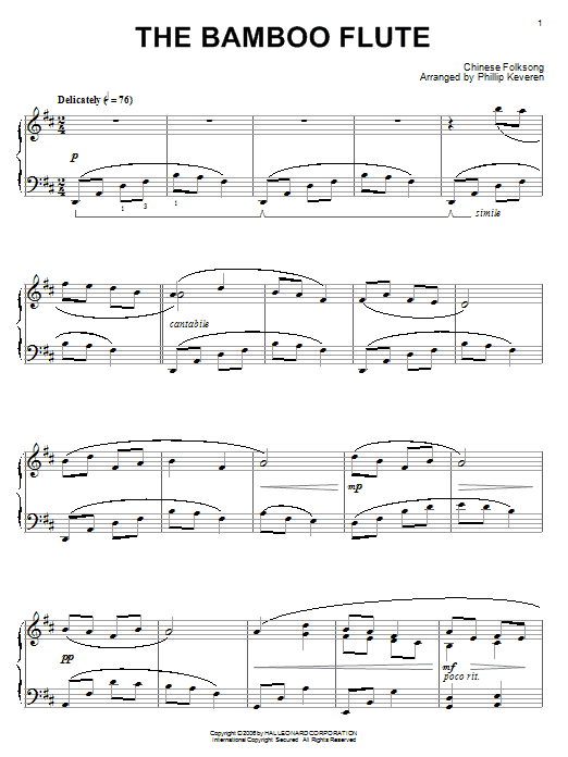 Chinese Folksong The Bamboo Flute Sheet Music
