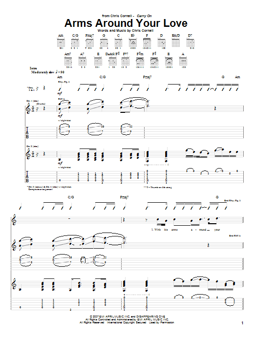 Chris Cornell Arms Around Your Love Sheet Music