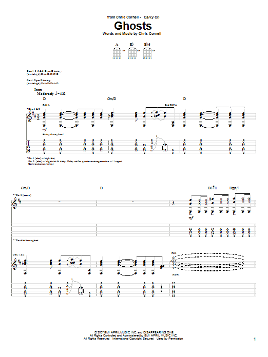 Chris Cornell Ghosts Sheet Music