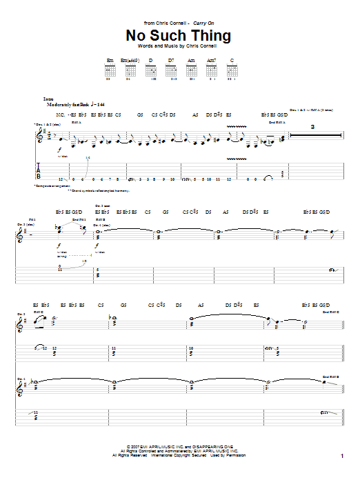 Chris Cornell No Such Thing Sheet Music