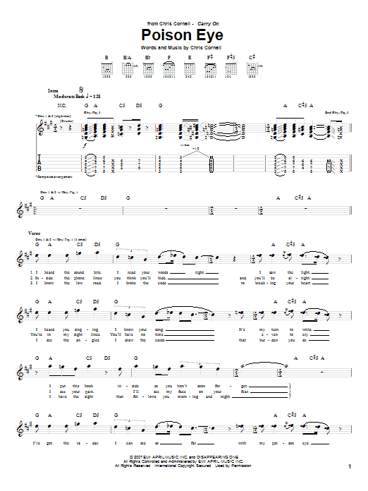 Chris Cornell Poison Eye Sheet Music