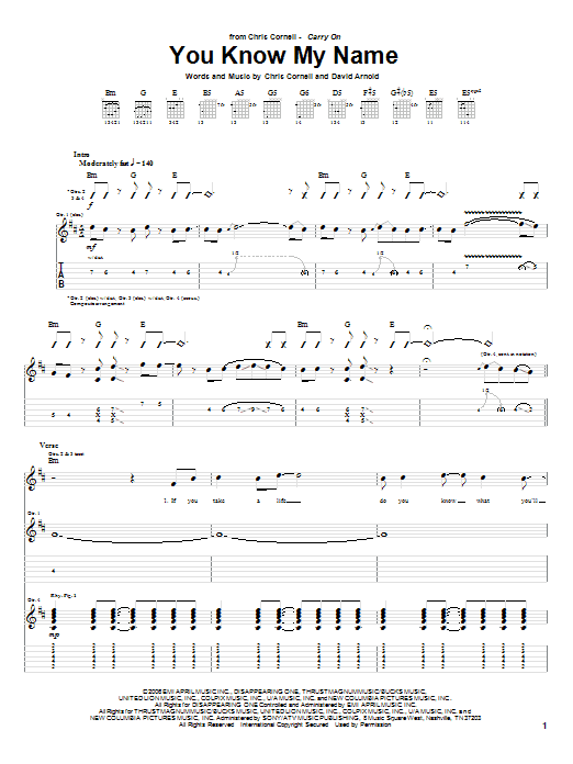 Chris Cornell You Know My Name Sheet Music