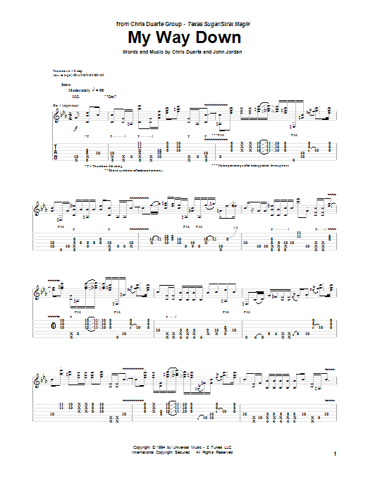 Chris Duarte My Way Down Sheet Music
