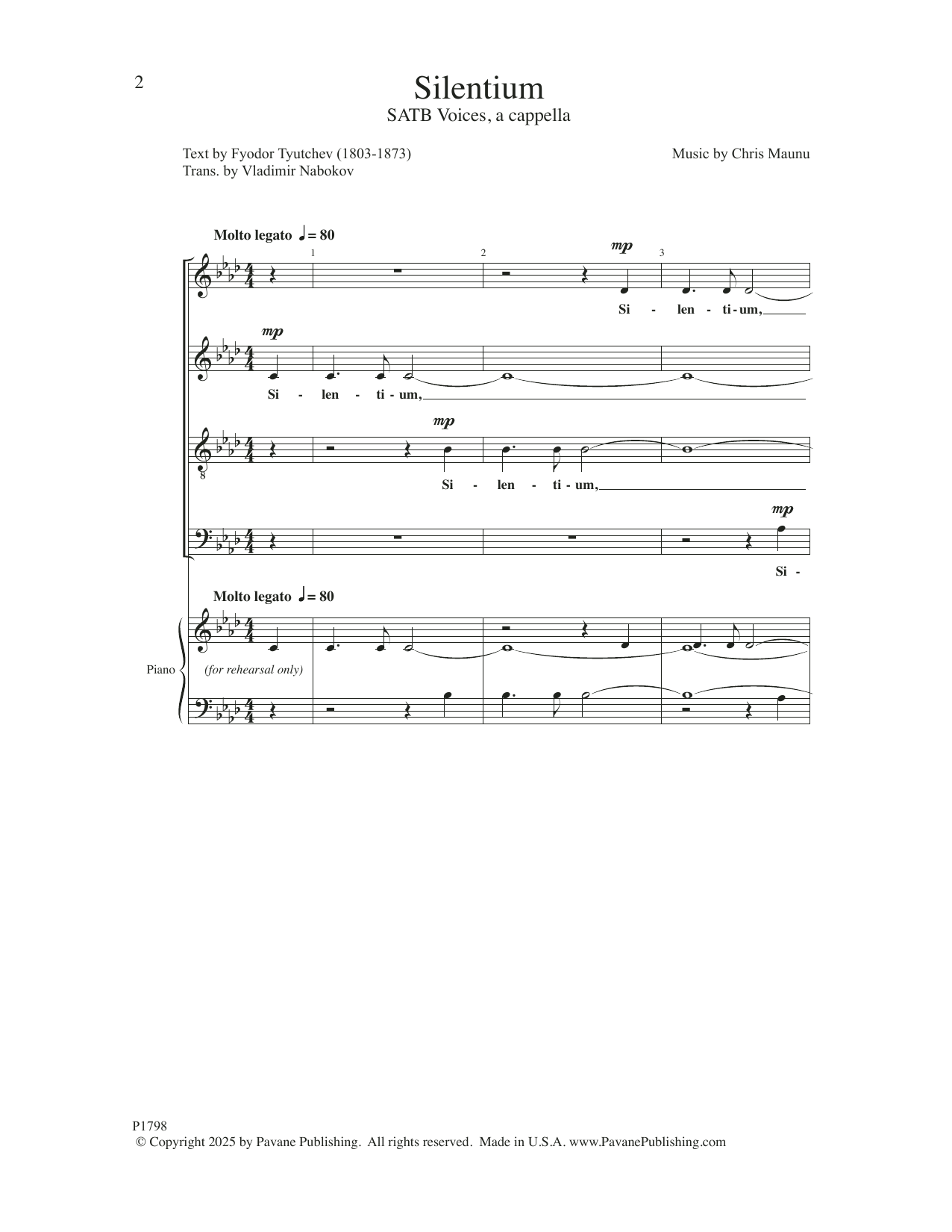 Chris Maunu Silentium Sheet Music
