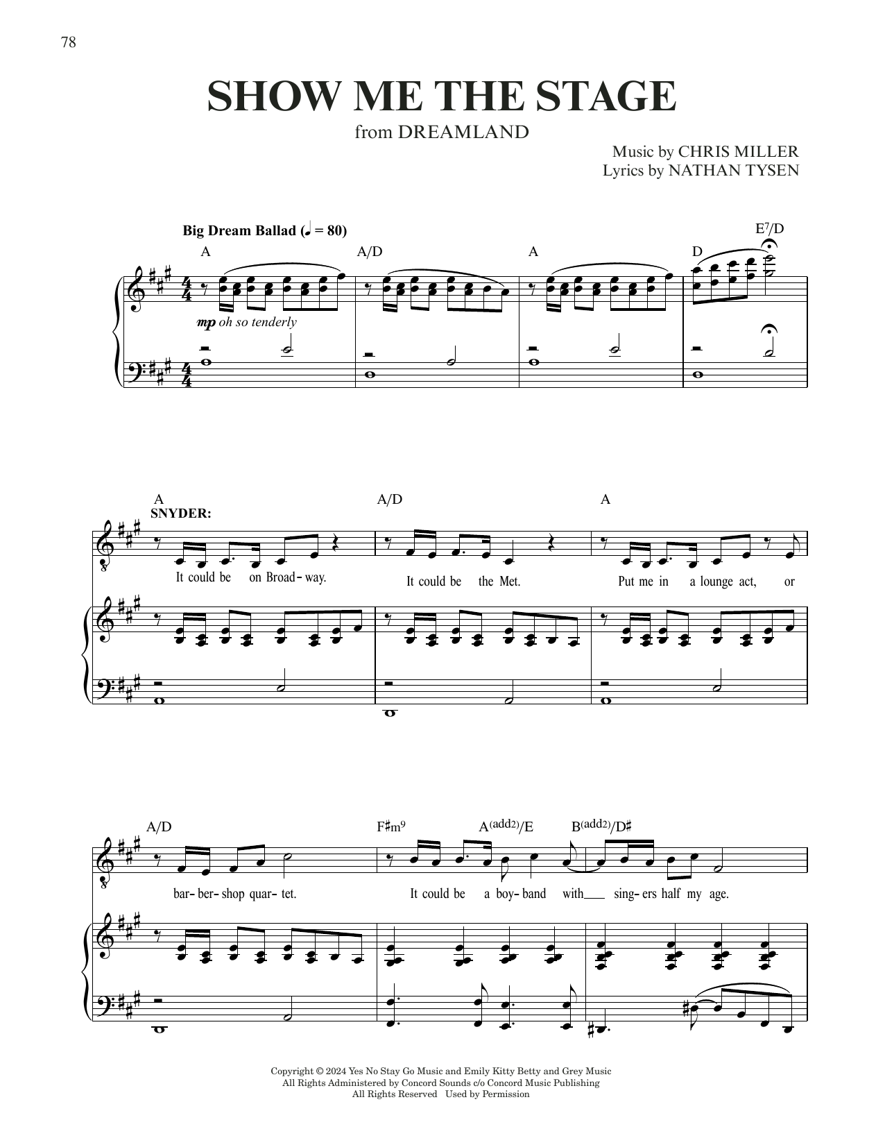 Chris Miller & Nathan Tysen Show Me The Stage (from Dreamland) Sheet Music