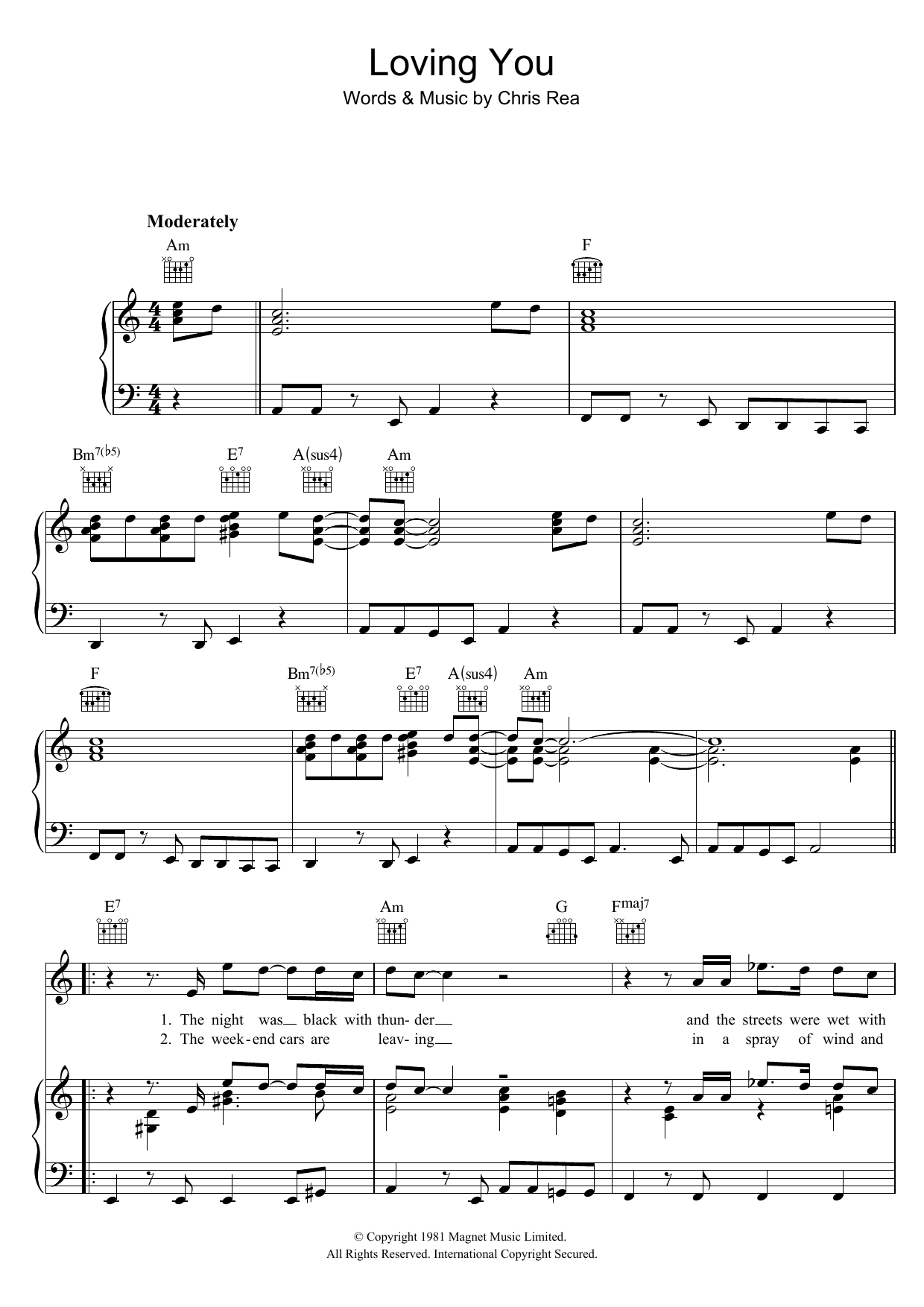 Chris Rea Loving You Sheet Music