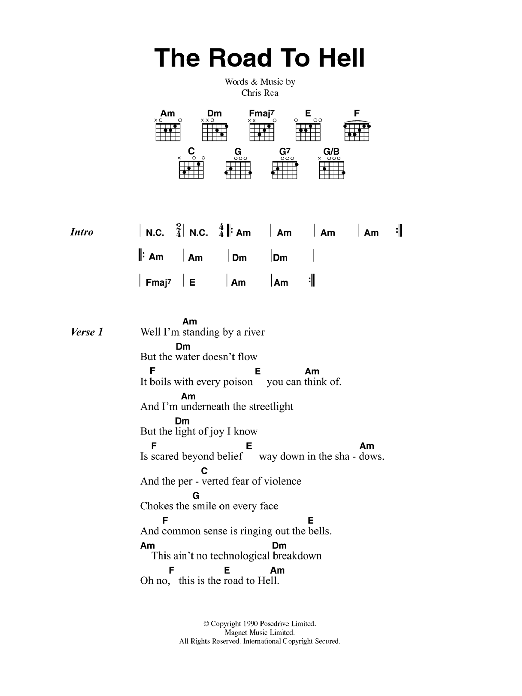 Chris Rea The Road To Hell Sheet Music
