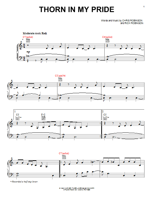 Chris Robinson Thorn In My Pride Sheet Music