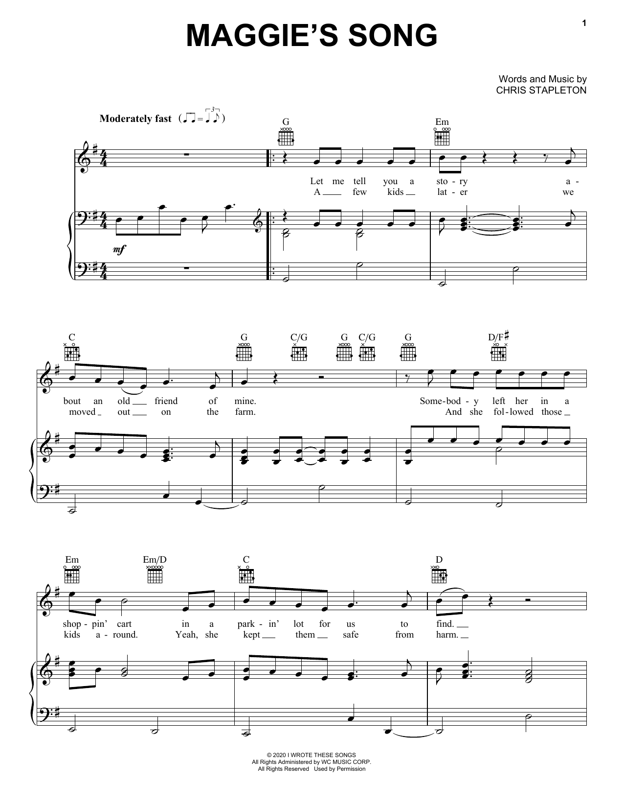Chris Stapleton Maggie's Song Sheet Music