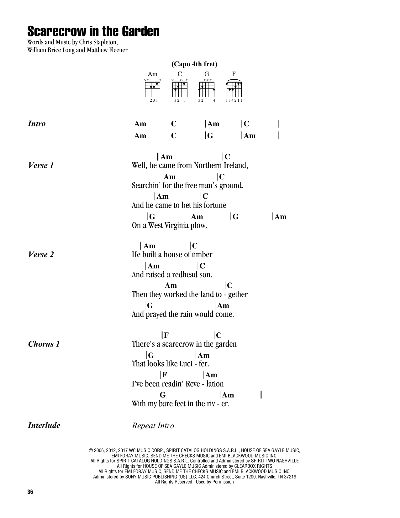 Chris Stapleton Scarecrow In The Garden Sheet Music