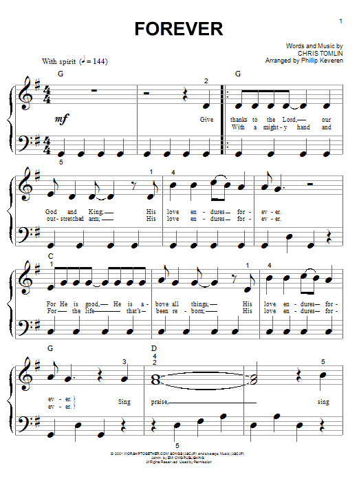 Chris Tomlin Forever (arr. Phillip Keveren) Sheet Music