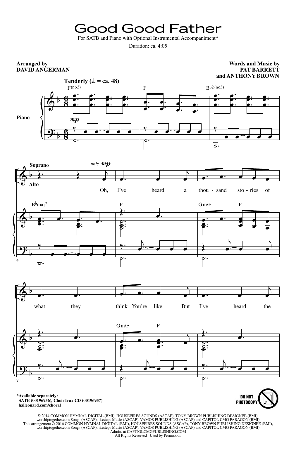 Chris Tomlin Good Good Father (arr. David Angerman) Sheet Music