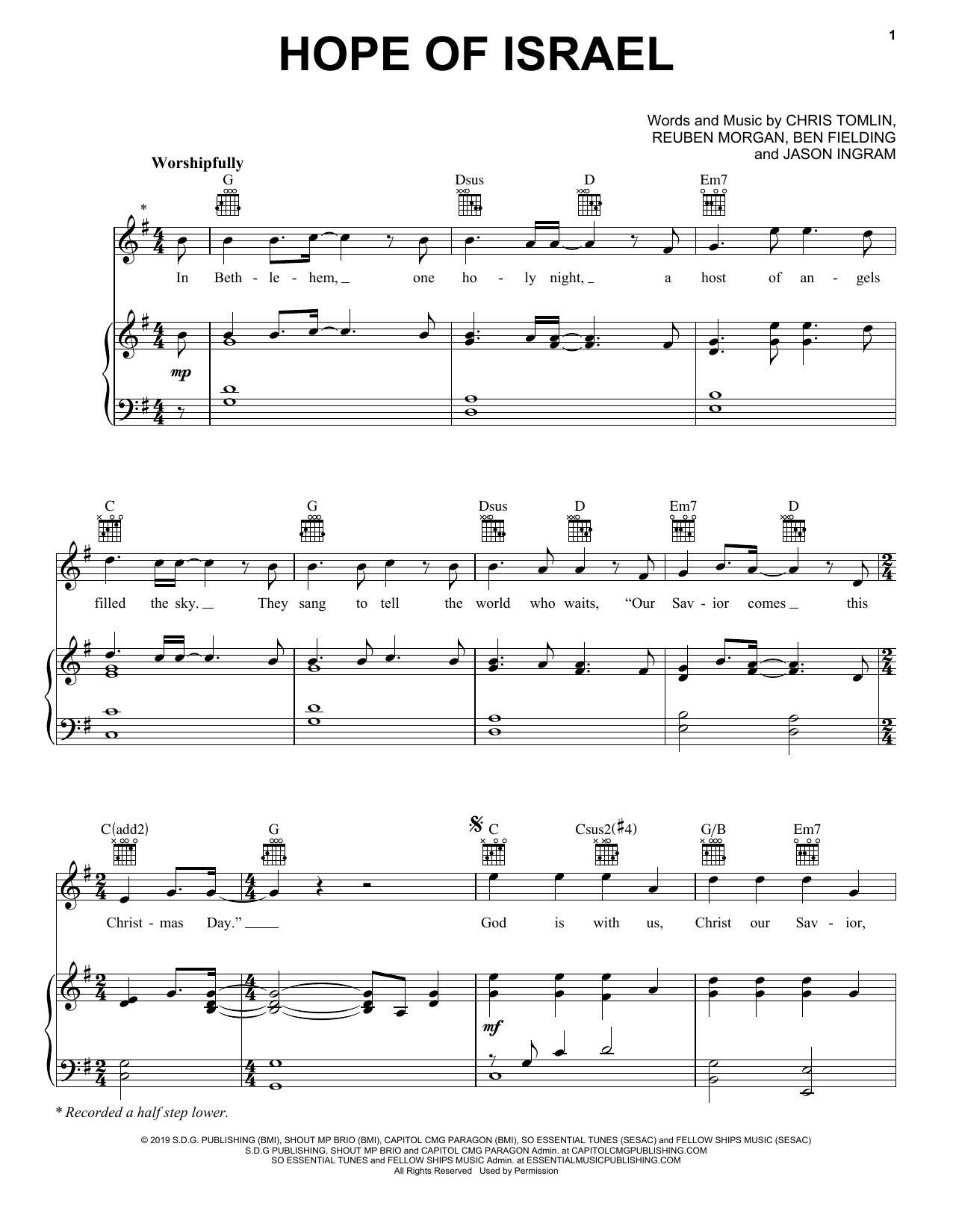 Chris Tomlin Hope Of Israel Sheet Music