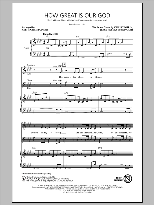 Chris Tomlin How Great Is Our God (arr. Keith Christopher) Sheet Music
