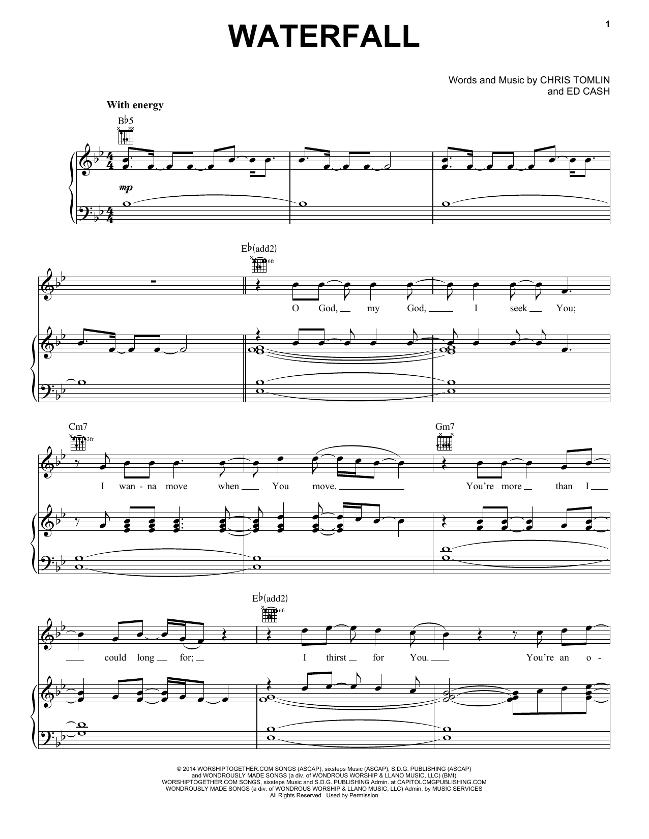 Chris Tomlin Waterfall Sheet Music