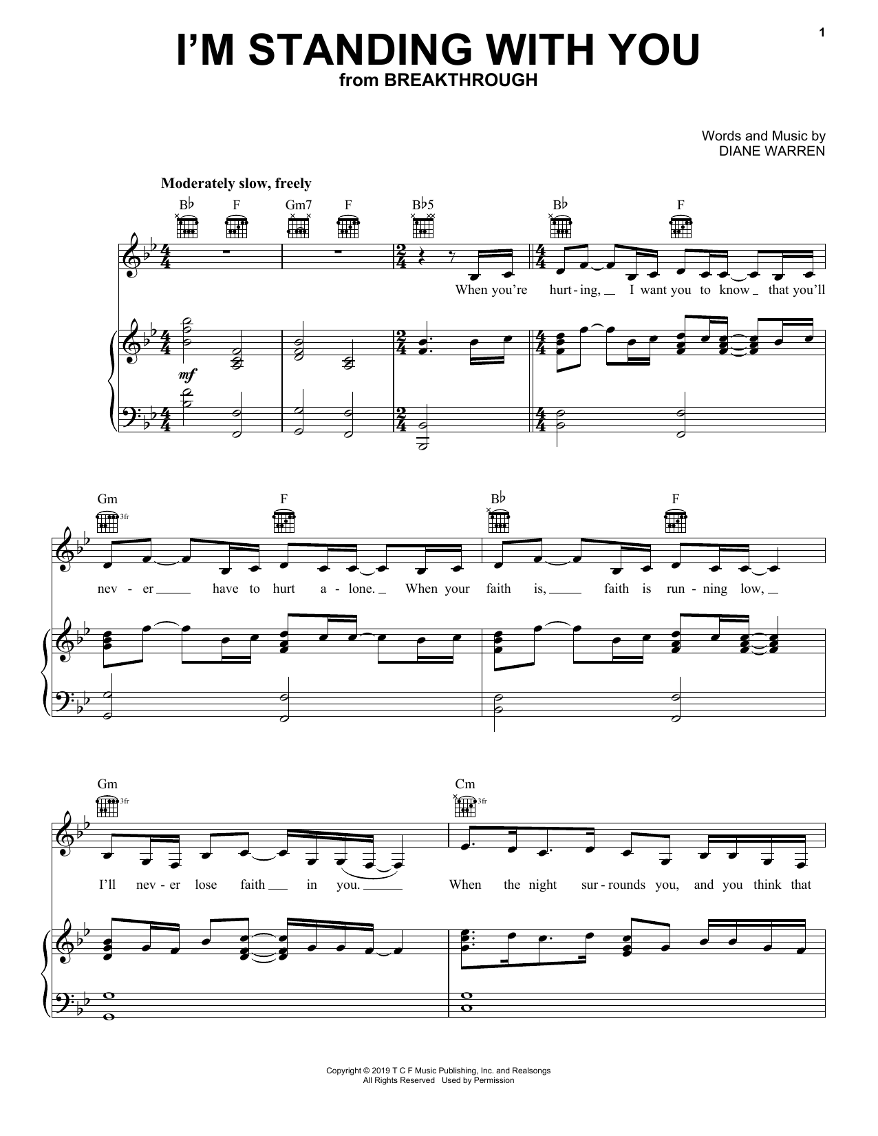 Chrissy Metz I'm Standing With You (from Breakthrough) Sheet Music
