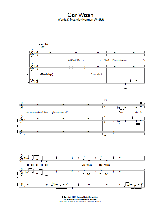 Christina Aguilera Car Wash Sheet Music