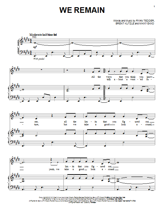 Christina Aguilera We Remain Sheet Music