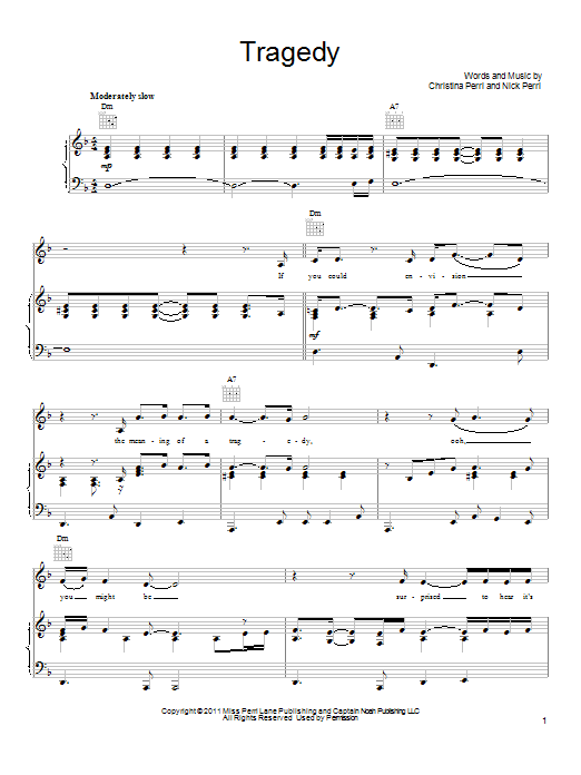 Christina Perri Tragedy Sheet Music