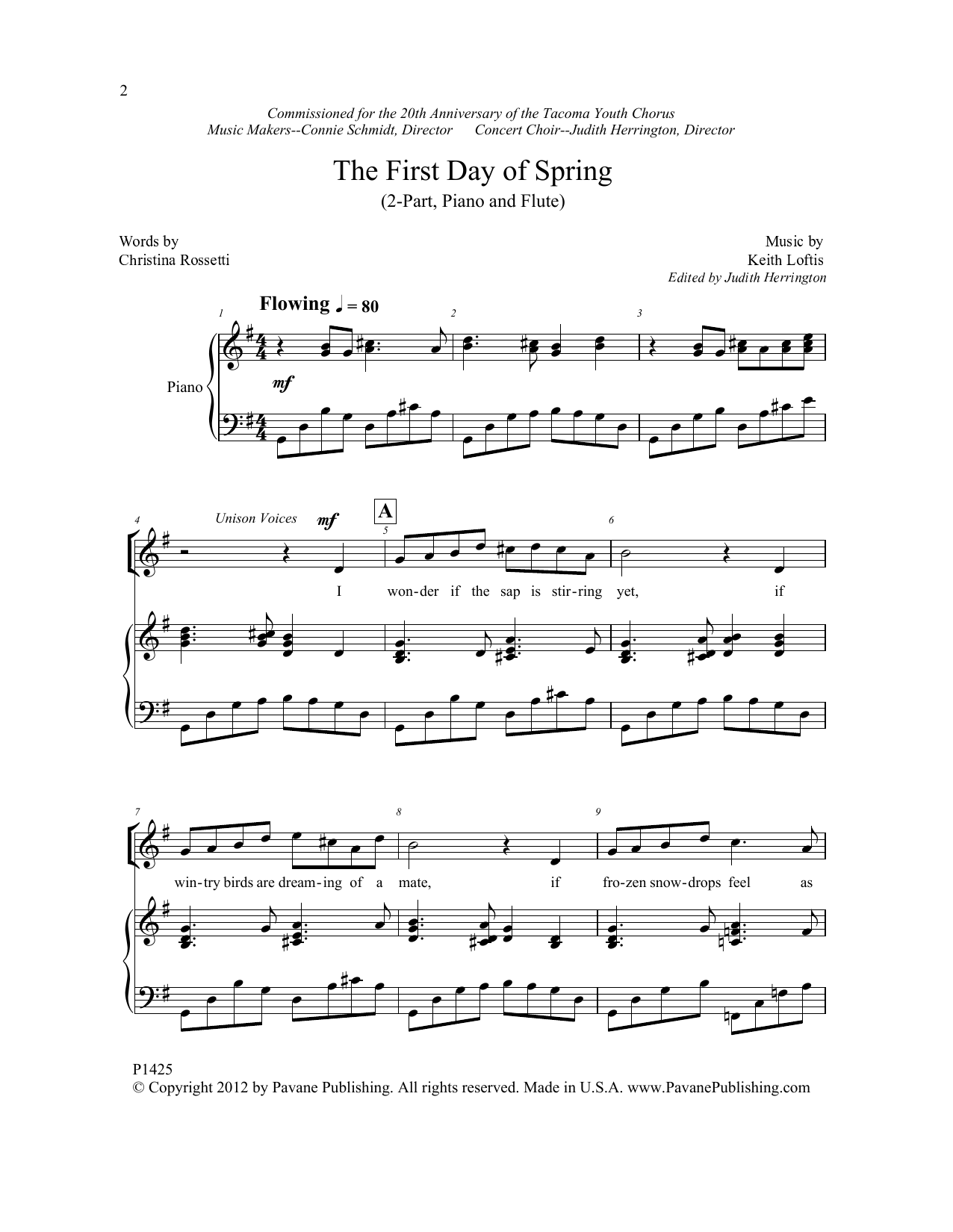 Christina Rossetti The First Day of Spring Sheet Music