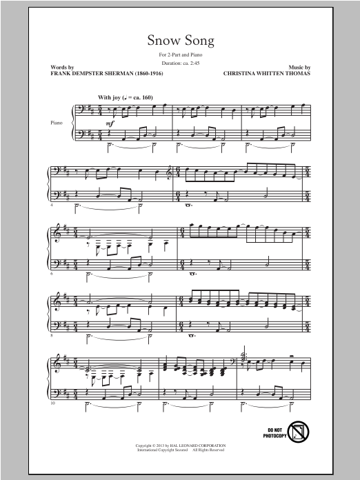 Christina Whitten Thomas Snow Song Sheet Music