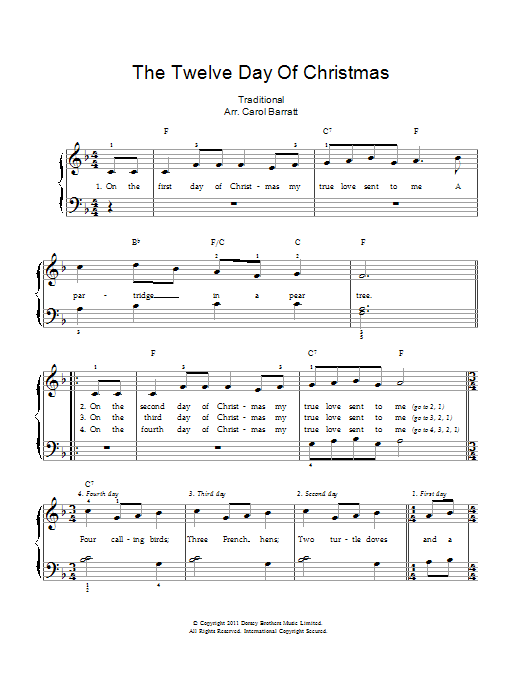 Christmas Carol The Twelve Days Of Christmas Sheet Music