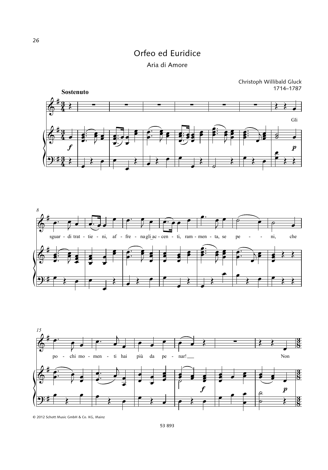 Christoph Willibald Gluck Gli Sguardi Trattieni Sheet Music