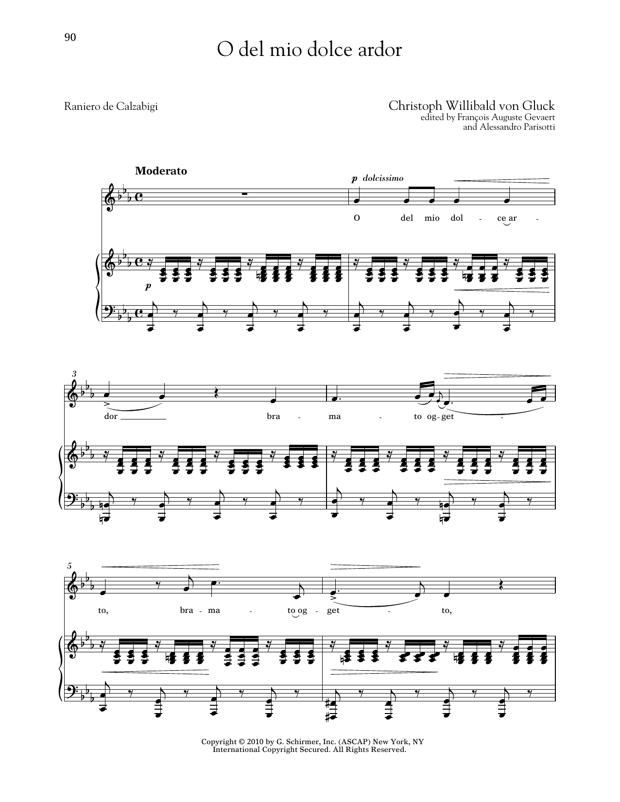 Christoph Willibald von Gluck O Del Mio Dolce Ardor (Low Voice) Sheet Music