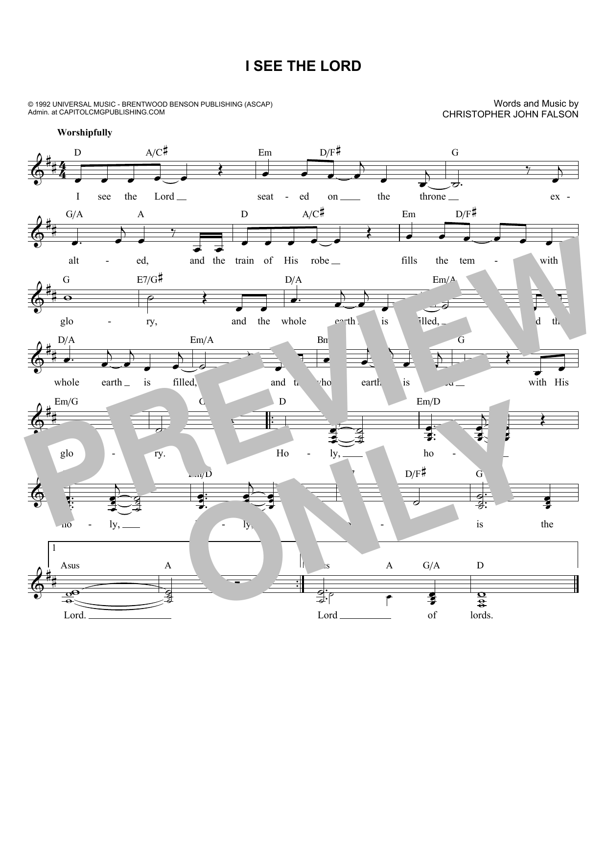 Christopher John Falson I See The Lord Sheet Music