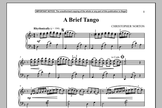 Christopher Norton A Brief Tango Sheet Music