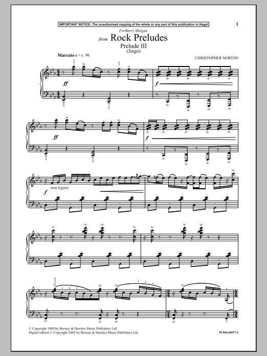 Christopher Norton Prelude III (Jingo) (from Rock Preludes) Sheet Music