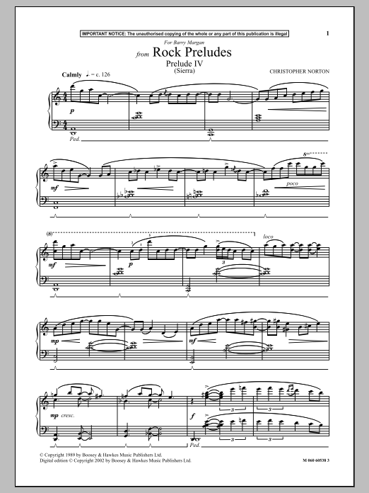 Christopher Norton Prelude IV (Sierra) (from Rock Preludes) Sheet Music