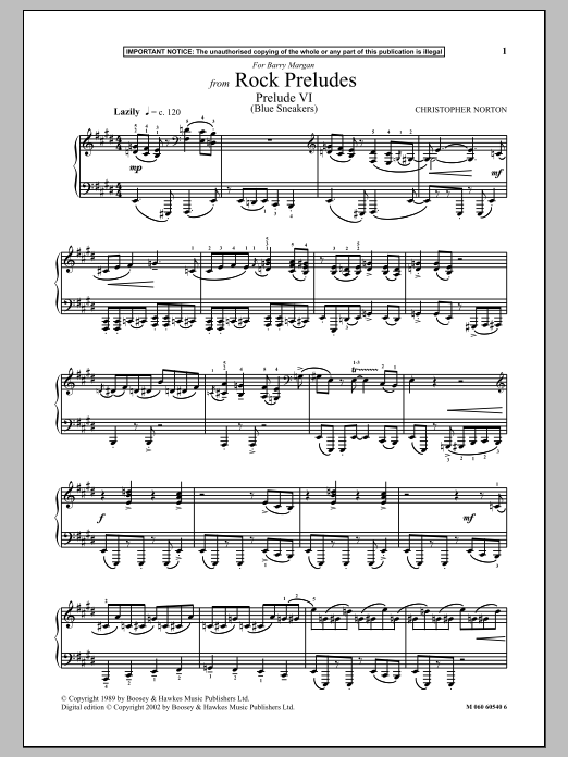 Christopher Norton Prelude VI (Blue Sneakers) (from Rock Preludes) Sheet Music