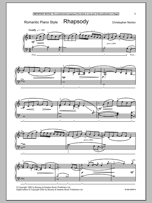 Christopher Norton Rhapsody Sheet Music