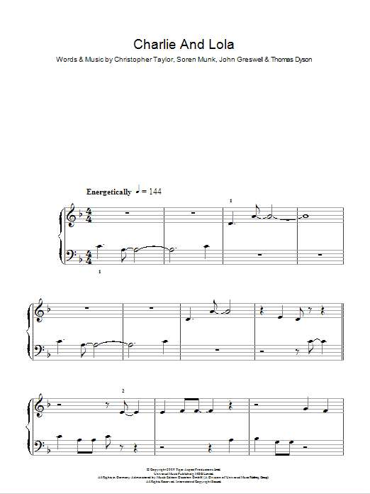 Christopher Taylor Charlie And Lola (Theme) Sheet Music