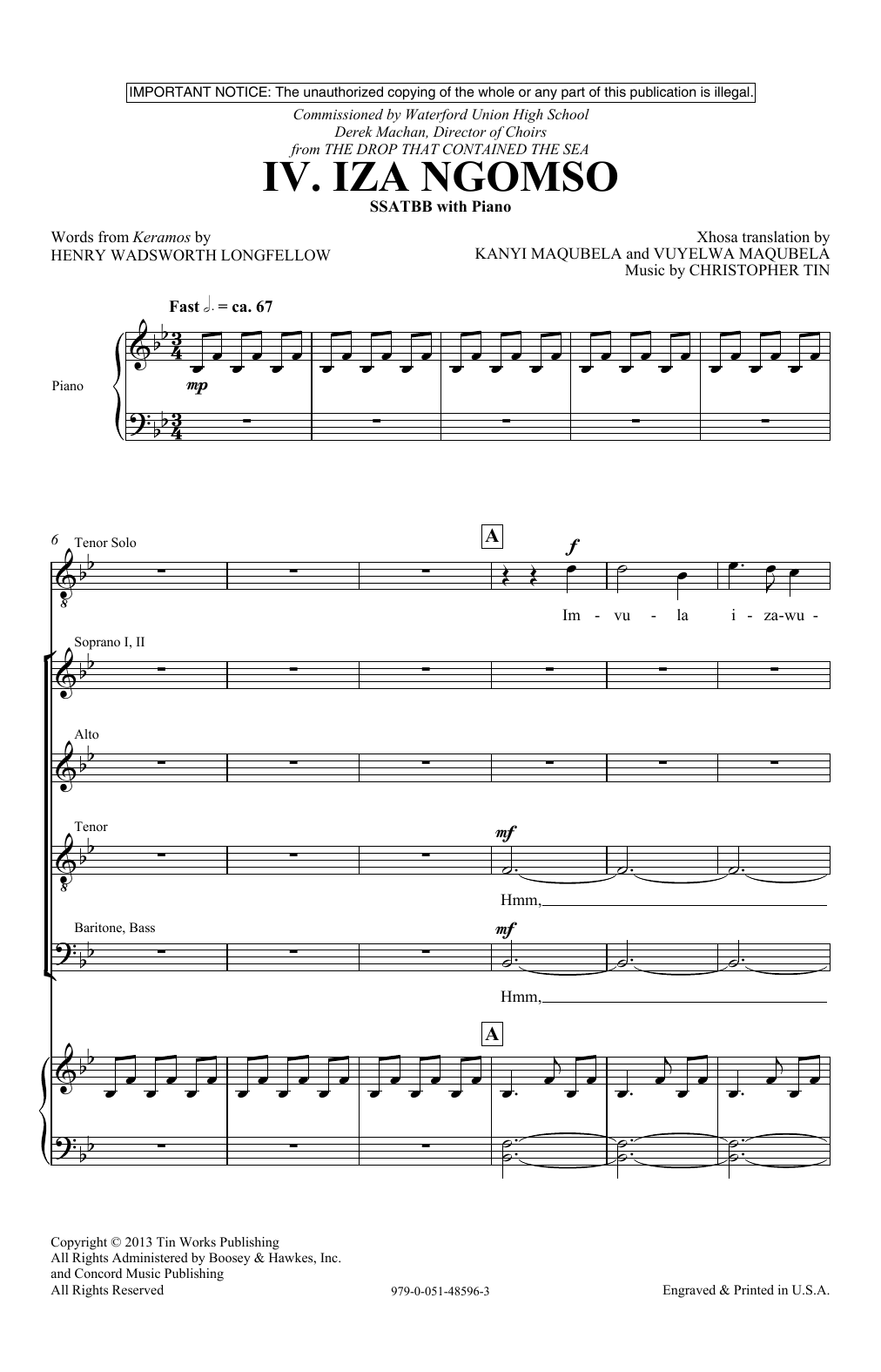 Christopher Tin Iza Ngomso Sheet Music